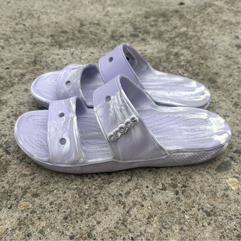 Purple Tie Dye Swirl Crocs Sandals Size10 - Picture 4 of 8